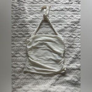 White Textured Halter Top
